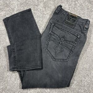 Rock Revival Jeans Mens 42 Steven Straight Black Wash Denim Y2K USA